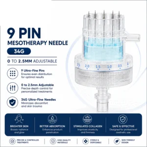 9 Pin 34G Mesotherapy Needle 0 to 2.5mm Adjustable