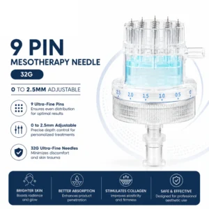 9 Pin 32G Mesotherapy Needle 0 to 2.5mm Adjustable